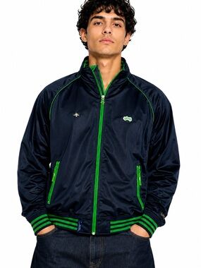 LRG Roots Navy Green Full Zip Track Jacket Mens Large Y2K Streetwear
